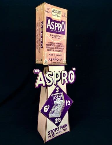 Antique Advertising - Chemists Shop Display Sign / Showcard for Aspro / Large